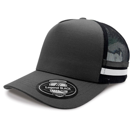 Grey Black White Striped Trucker Caps
